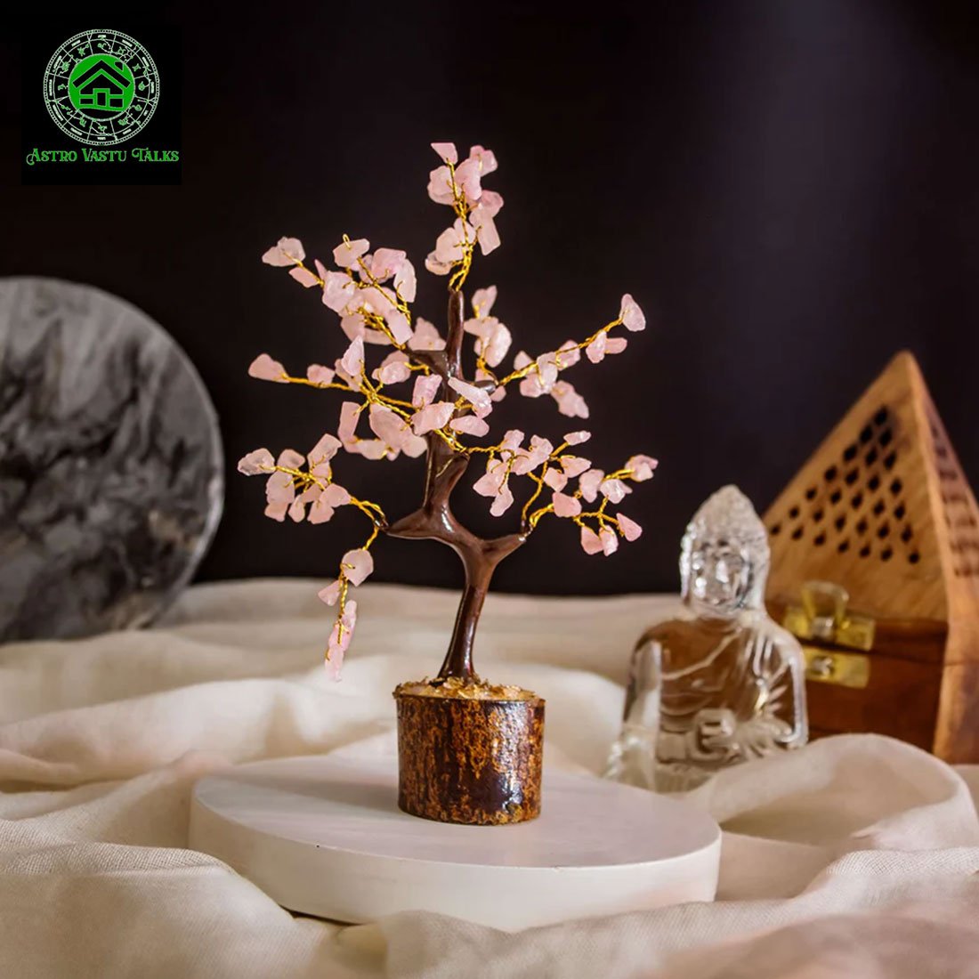 Rose Quartz Crystal Feng Shui Tree for Love