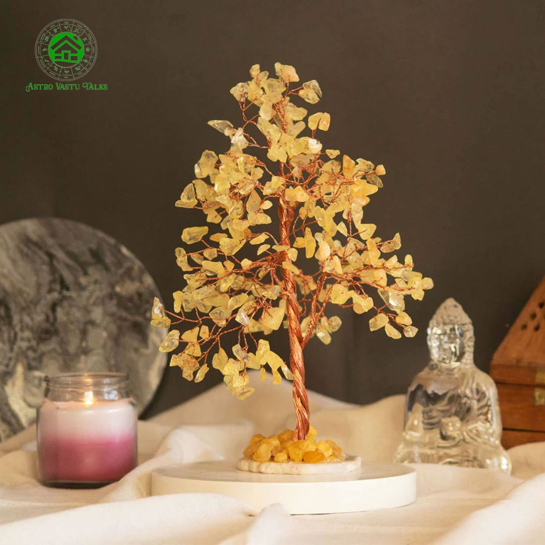 Citrine Crystal Tree Of Life With Agate Base