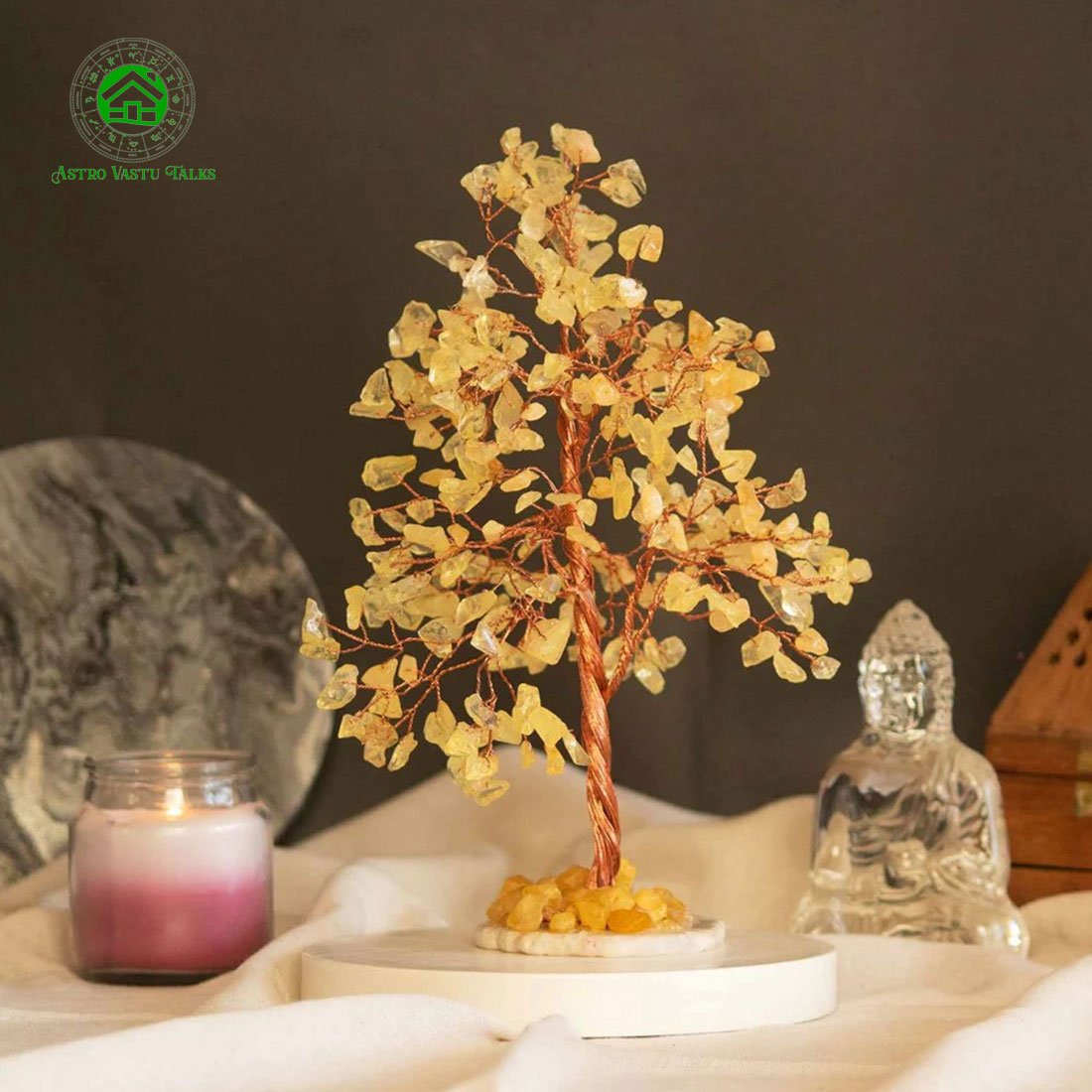 Citrine Crystal Tree Of Life With Agate Base