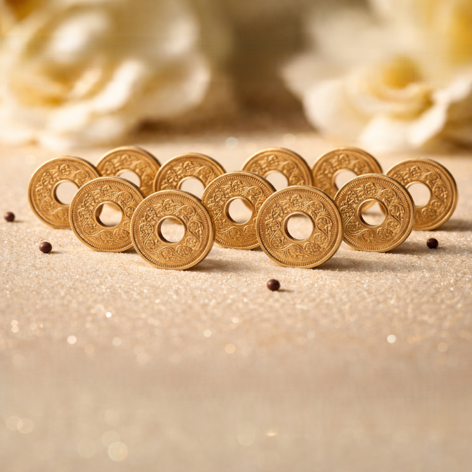 Copper Coin with Hole (Set of 11 )